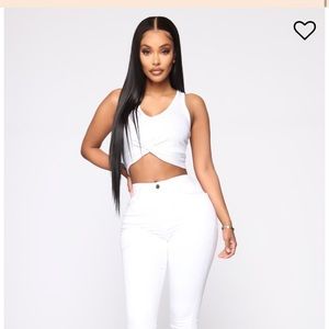 FashionNova White Liar Flare Jeans - White